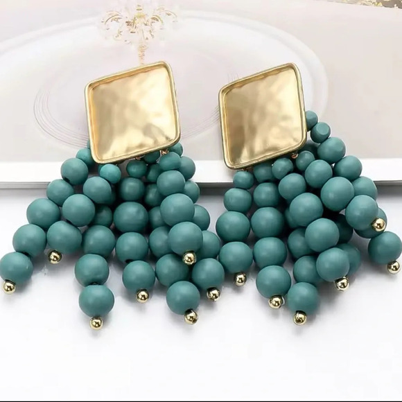 Zara Blue Cascade Beaded Earrings - Picture 4 of 9